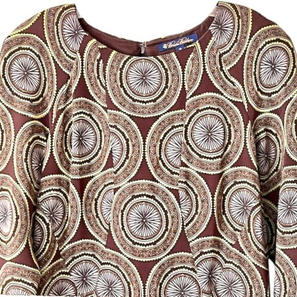 Brooks Brothers 100% Silk Shift Dress - Toast Lime Taupe - 10 - Picture 3 of 11